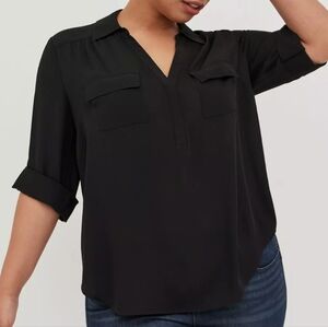Torrid Harper Georgette Black Blouse